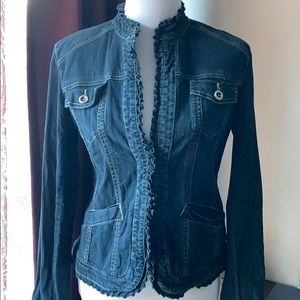 Chico’s platinum dark wash denim blue jean jacket